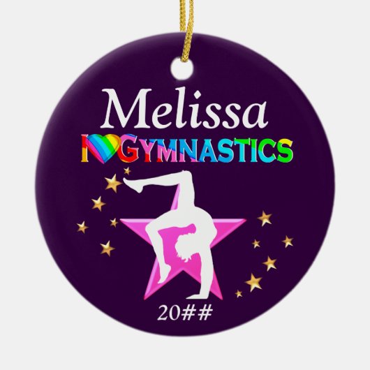 I LIEBE GYMNASTICS PERSONALISIERT UND GESCHMACKVOL KERAMIKORNAMENT (Vorne)