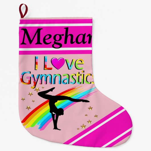 I LIEBE GYMNASTICS PERSONALISIERTE CHRISTMAS STRUM GROßER WEIHNACHTSSTRUMPF (Vorderseite)