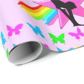 I LIEBE GYMNASTICS RAINBOW GYMNAST GIRL DESIGN GESCHENKPAPIER (Rolleneckpunkt)