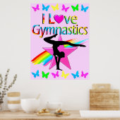 I LIEBE GYMNASTICS RAINBOW GYMNAST GIRL DESIGN POSTER (Küche)