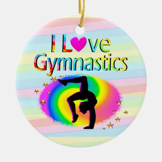 I LIEBE GYMNASTICS RAINBOW ORNANAW KERAMIK ORNAMENT (Vorne)