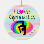 I LIEBE GYMNASTICS RAINBOW ORNANAW KERAMIK ORNAMENT (Hinten)