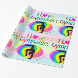 I LIEBE GYMNASTICS RAINBOW WRAPPING PAPIER GESCHENKPAPIER