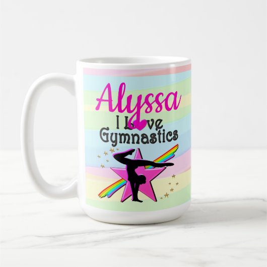 I LIEBE GYMNASTICS SUPER STAR DESIGN KAFFEETASSE (Links)