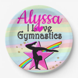 I LIEBE GYMNASTICS SUPER STAR DESIGN PAPPTELLER