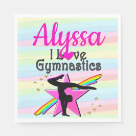 I LIEBE GYMNASTICS SUPER STAR DESIGN SERVIETTE
