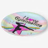 I LIEBE GYMNASTICS TUMBLING QUEEN DESIGN PAPPTELLER (Schrägansicht)