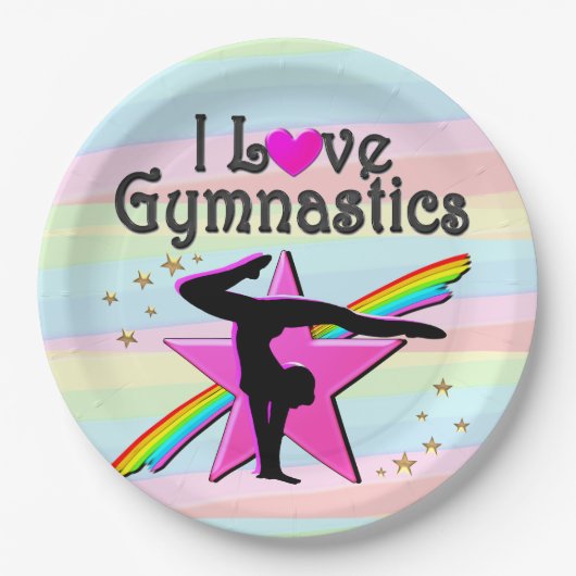 I LIEBE GYMNASTICS TUMBLING QUEEN DESIGN PAPPTELLER (Vorderseite)