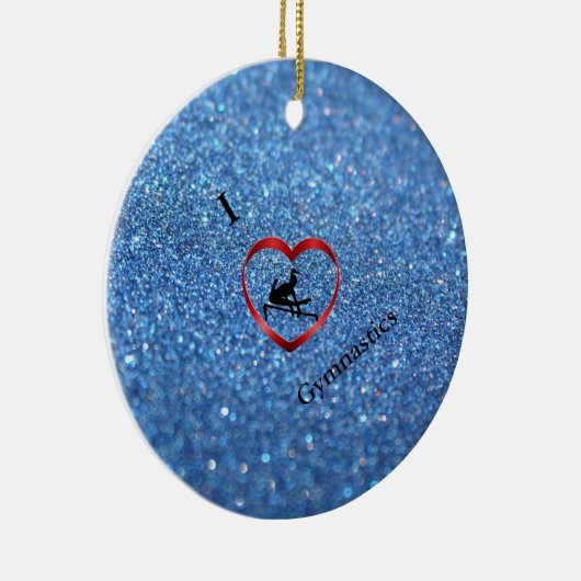 I Liebe Gymnastik Blaue Sparkle Keramik Ornament (Rechts)