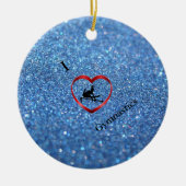 I Liebe Gymnastik Blaue Sparkle Keramik Ornament (Vorne)