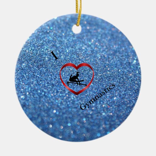 I Liebe Gymnastik Blaue Sparkle Keramik Ornament (Vorne)