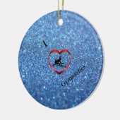 I Liebe Gymnastik Blaue Sparkle Keramik Ornament (Links)