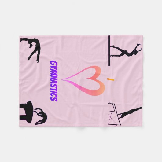 I Liebe Gymnastik Girls Fleece Blanket (Vorderseite (Horizontal))
