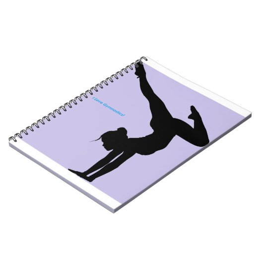 I Liebe Gymnastik - Gymnast mit Lilac Hintergrund Notizblock (Linke Seite)