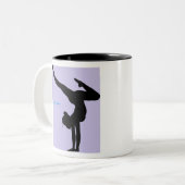 I Liebe Gymnastik - Gymnast mit Lilac Hintergrund Zweifarbige Tasse (Vorderseite Links)