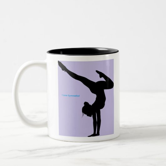 I Liebe Gymnastik - Gymnast mit Lilac Hintergrund Zweifarbige Tasse (Links)