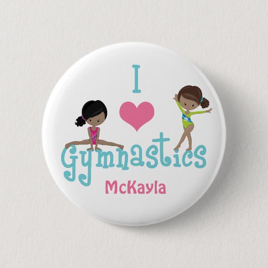 I Liebe Gymnastik Niedlich American Girl Button (Vorderseite)