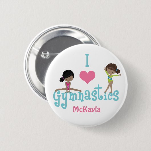 I Liebe Gymnastik Niedlich American Girl Button (Vorne & Hinten)