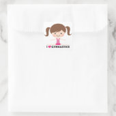 I Liebe Gymnastik niedlich Cartoon Girl Quadratischer Aufkleber (Tasche)