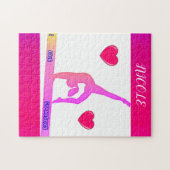 "I Liebe Gymnastik" Puzzle mit Herzen. (Horizontal)