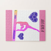 "I Liebe Gymnastik" Puzzle mit Herzen. (Horizontal)