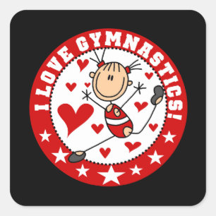 I Liebe-Gymnastik Quadratischer Aufkleber