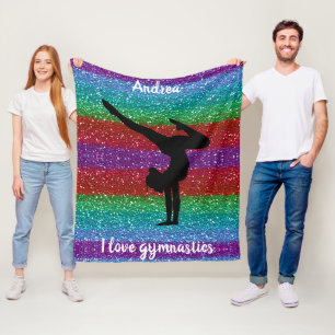 I Liebe Gymnastik Rainbow Sparkle Fleece Blanket
