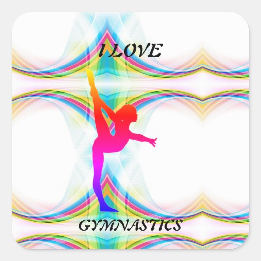 I Liebe Gymnastik Square Sticker (Vorderseite)