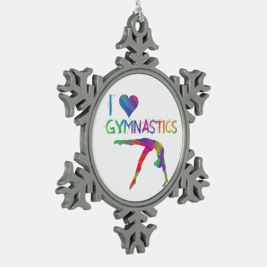 I Liebe-Gymnastik-Zinn-Schneeflocke-Verzierung Schneeflocken Zinn-Ornament (Links)