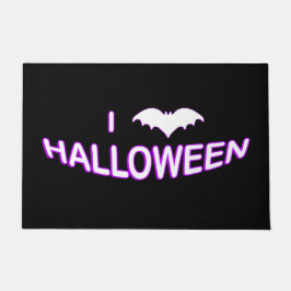 I Liebe Halloween (Bat) Lila Weiß Fußmatte