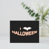 I Liebe Halloween (Bat) Orange White Postkarte (Stehend Vorderseite)