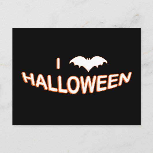 I Liebe Halloween (Bat) Orange White Postkarte (Vorderseite)