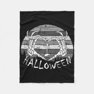 I Liebe Halloween Funny Bone Hands Skull Herz Retr Fleecedecke