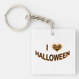 I Liebe Halloween (Herz der Batty-Liebe) Orange Schlüsselanhänger