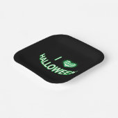 I Liebe Halloween (Herzstück der Liebe Batty) Grün Pappteller (Gewinkelt)