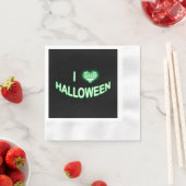 I Liebe Halloween (Herzstück der Liebe Batty) Grün Serviette (Beispiel)