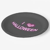 I Liebe Halloween (Herzstück der Liebe Batty) Lila Pappteller (Schrägansicht)