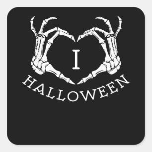 I Liebe Halloween Quadratischer Aufkleber