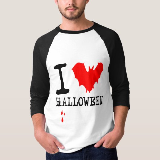 I Liebe Halloween Red Bat T-Shirt (Vorderseite)
