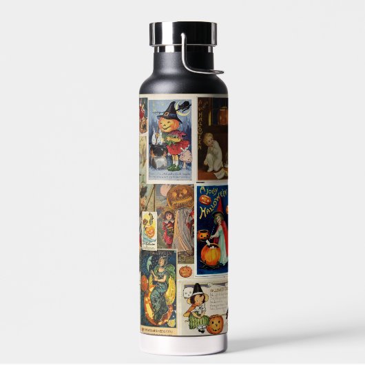 I Liebe Halloween Vintag Grußkarten-Collage Trinkflasche (Links)