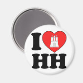 I Liebe Hamburg (HH) Magnet (Vorderseite/Rückseite)