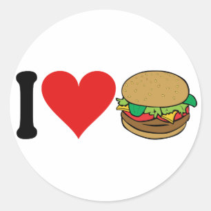 I Liebe Hamburgers * Runder Aufkleber