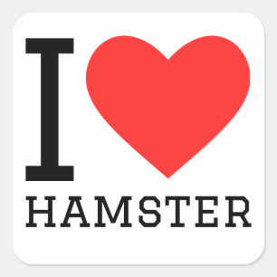I Liebe Hamster Quadratischer Aufkleber