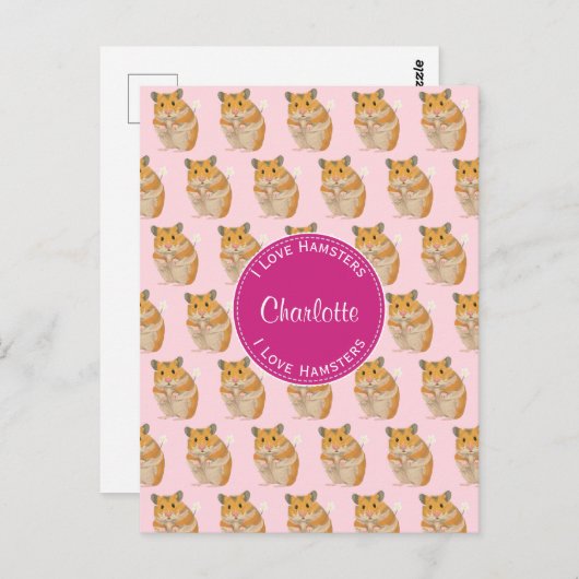 I Liebe Hamsters Pink Hamster Muster Postkarte (Vorne/Hinten)