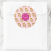 I Liebe Hamsters Pink Hamster Muster Runder Aufkleber (Tasche)