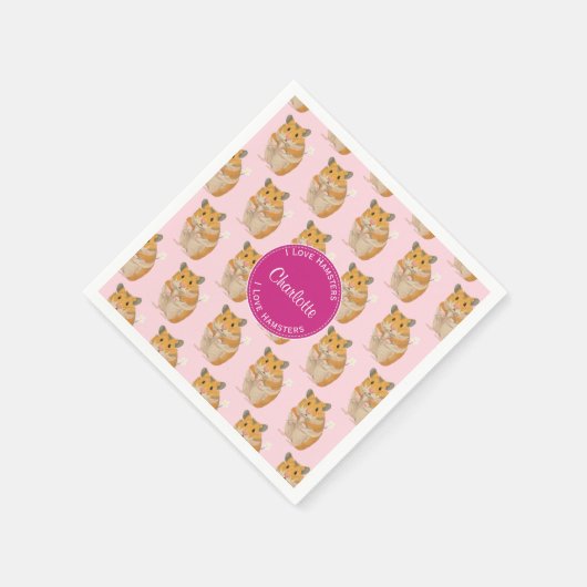 I Liebe Hamsters Pink Hamster Muster Serviette (Ecke)