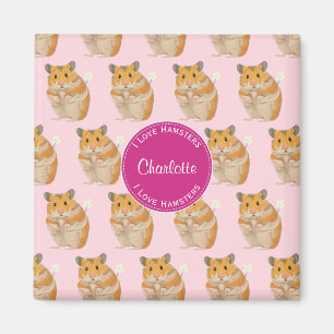 I Liebe Hamsters rosa Hamstermuster Magnet