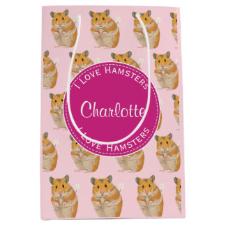 I Liebe Hamsters rosa Hamstermuster Mittlere Geschenktüte