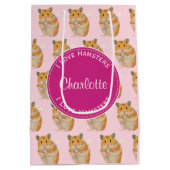 I Liebe Hamsters rosa Hamstermuster  Mittlere Geschenktüte (Rückseite)