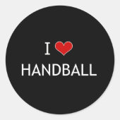 I Liebe Handball Runder Aufkleber (Vorderseite)